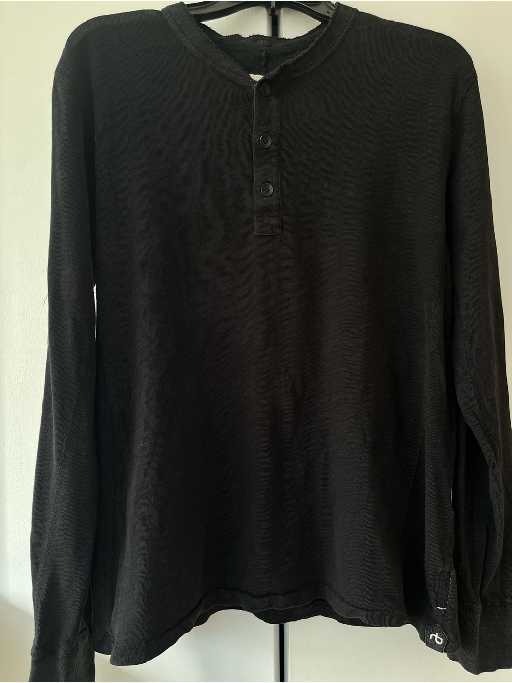 rag & bone Black Long-Sleeve Henley Shirt